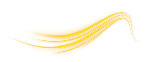 Bright yellow neon streaks ripple in flowing motion. Smooth glowing curves create dynamic futuristic effect. Ideal PNG for tech, cyber, or sci-fi visuals.