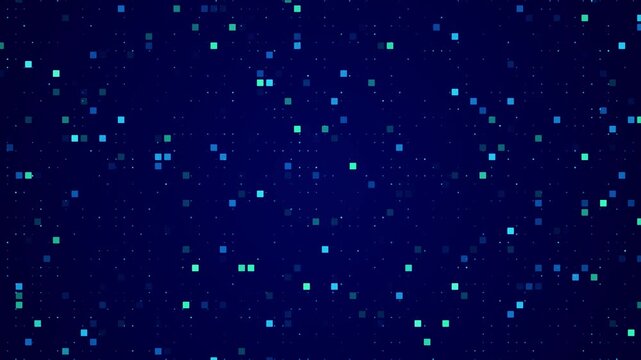 abstract blue background with shapes and dots pattern animation, technology and ai futuristice science social media motion background