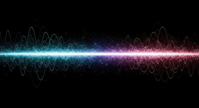 Abstract illustration showing a quantum particle transforming into an energy wave, representing the fundamental duality concept in physics, oscillation, digital, field