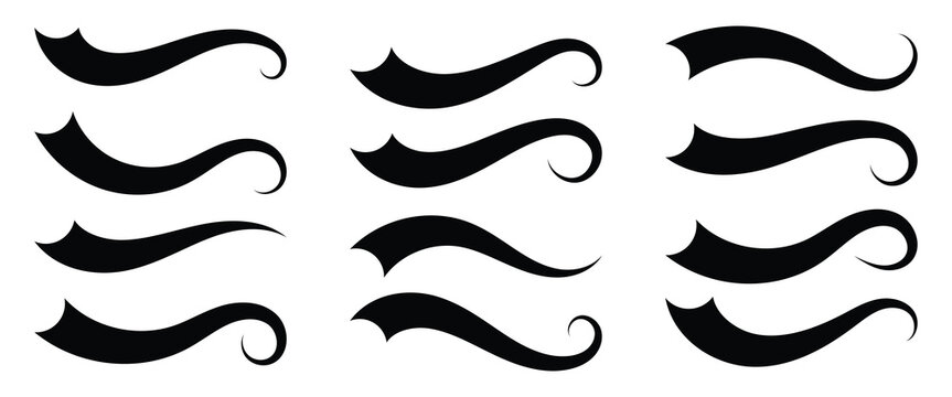 Swoosh and swash tails collection. Swooshes text tail for baseball design. Sports swash underline shapes set in retro style. eps10.