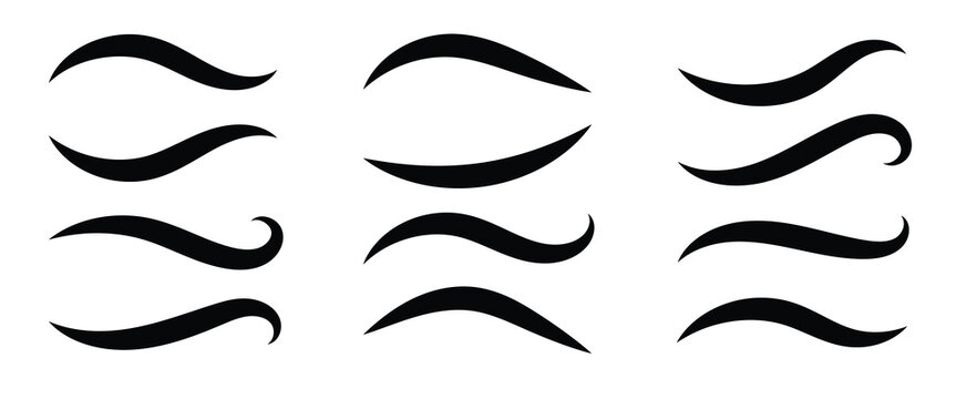 Typographic swash and swooshes tails. Retro swishes and swashes for athletic typography, logos, baseball font eps 10. Isolated on white background.
