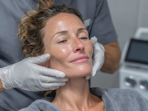 Doctor showing her patient how to restore lost volume to the cheekbone