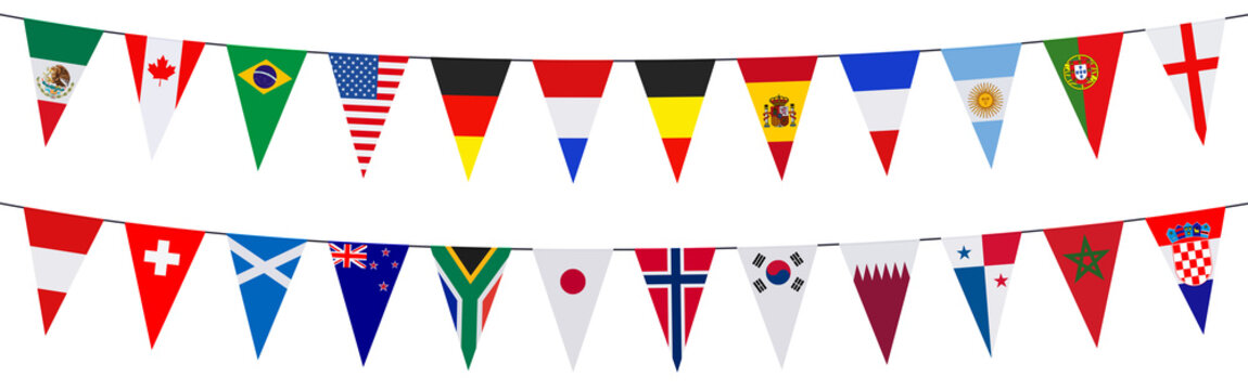 Garland with pennants in the colors of the participating teams