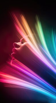 An abstract flow of vibrant light and color depicting intense emotional energy and intuitive perception, suitable for creative backgrounds, graphic, glow, resonant