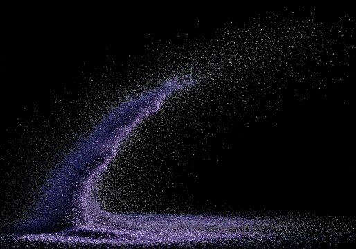 Close arrangement of uniform particles forming a concentrated mass that disperses into an open field, illustrating the concept of spatial distribution, volume, wallpaper, clustered