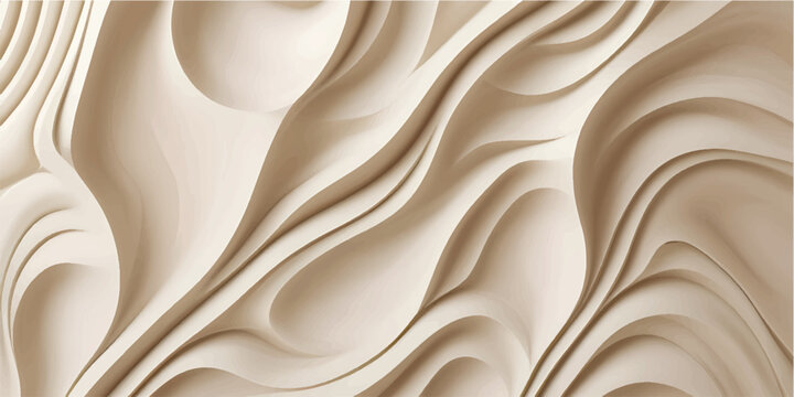 Abstract wooden wave pattern with carved texture and natural wood grain