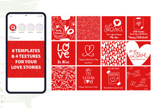 Set of Twelve Minimal Valentine Social Templates