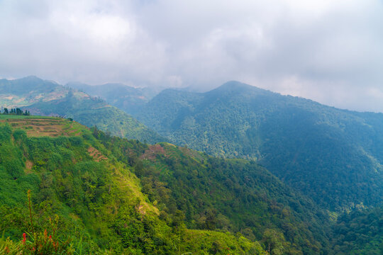 Beautiful landscape of the Dieng plateau, Wonosobo, Central Java, Indonesia
