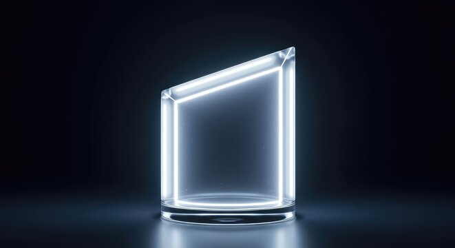 Bright, pure light illuminating a crystalline, translucent volume, symbolizing absolute transparency, perfect vision, and conceptual clarity, precision, light, abstract