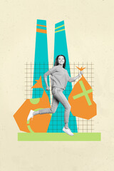 Poster image sketch vertical collage of happy girl guy stand air pollution factory emissions...