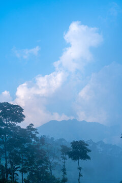 Beautiful landscape of the Dieng plateau, Wonosobo, Central Java, Indonesia