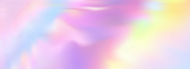 Holographic nacre shine, iridescent background blends soft pastel pink, purple and blue tones in smooth ombre transition.Vector abstract bg © Elena
