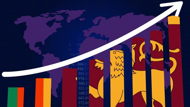 Sri Lanka economic growth concept with rising bar chart and upward trend arrow