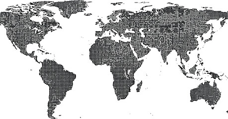 Fototapeta premium The world map illustration depicts continents in black and white.