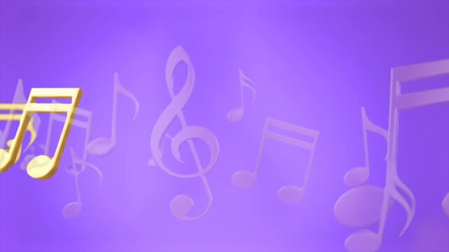 A soft, artistic graphic layer featuring translucent musical symbols, including a treble clef, eighth notes, and beam notes floating over a lavender-purple gradient backdrop. Perfect as a background f