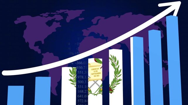 Guatemalan economic growth concept with rising bar chart and upward trend arrow