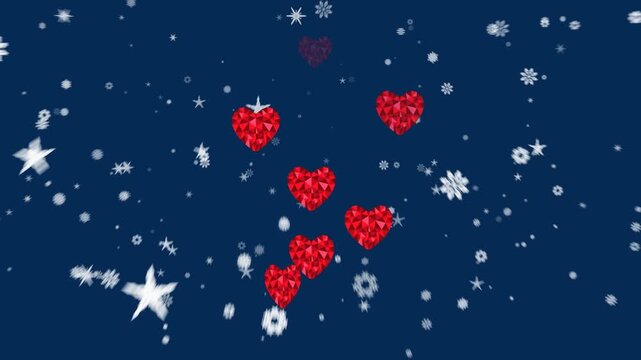 Animation of multiple christmas face emojis floating on blue background