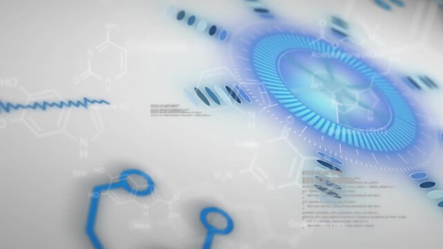 Animation of clock over heart rate monitor and data processing on green background