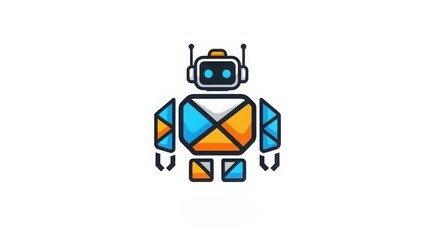 Fototapeta premium futuristic robot assistant with colorful geometric design and digital interface