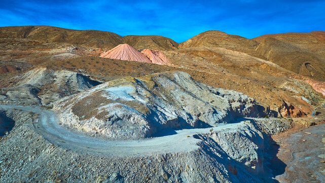 Aerial Anniversary Mine Tailings Winding Road and Desert Hills Nevada