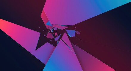 Fototapeta premium A sharp, fractured background composition of overlapping geometric shapes and bright colors suggesting chaos and deconstruction, disruption, shadow, composition