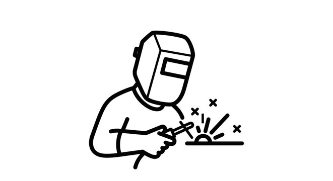 Welding Worker in Protective Gear.