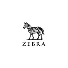 Obraz premium Zebra Animal Logo – Wildlife Black and White Minimal Illustration