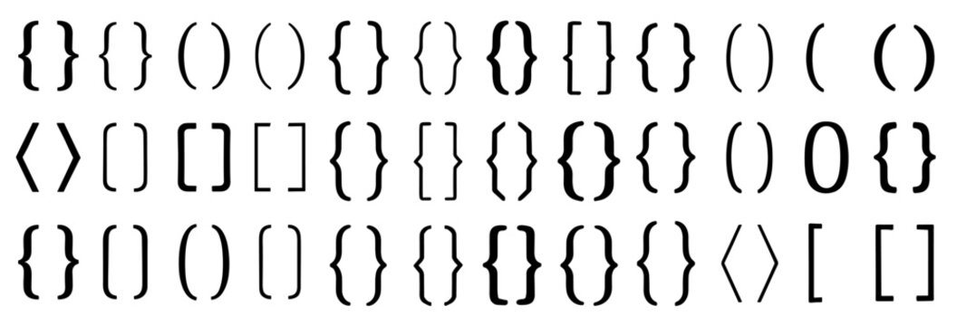 Diverse Typographic Brackets and Symbols Set