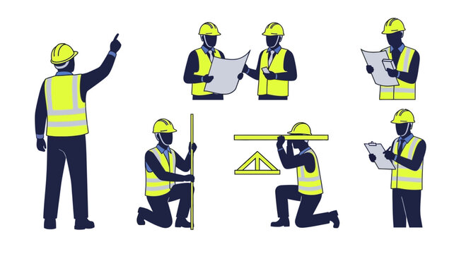 Construction workers with safety gear.