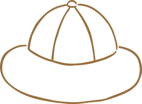 Scout Hat Safari Outfit Handdrawn Line Cartoon Illustration