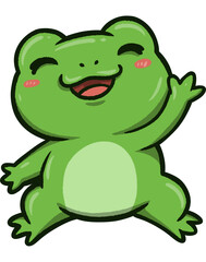 Obraz premium Cute Frog Waving Hello Illustration