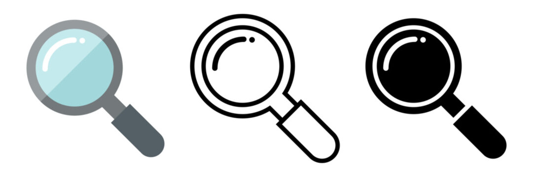 虫眼鏡アイコンセット 検索・拡大のルーペUIシンボル ベクター素材 / Magnifying glass icon set search loupe vector
