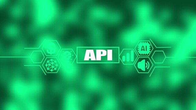 Digital interface with AP text and for artificial intelligence finance and user experience on a blurred green background