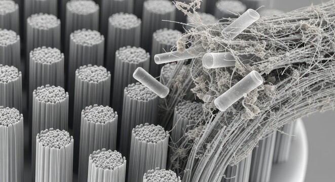 Nanotechnology carbon nanotubes close-up view.