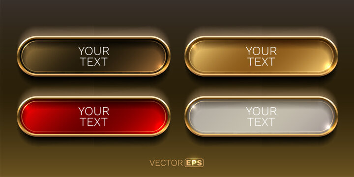 Shiny metallic web buttons with golden frames in various colors.