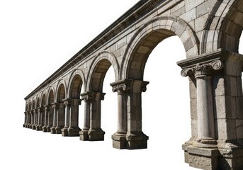 Obraz premium Ancient stone arches and columns on a white background