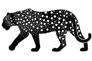 Fototapeta premium A striking black and white illustration of a leopard in profile