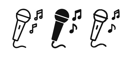 Microphone with Music Notes Icon Set - Karaoke, Singing, and Audio Performance Vector © ICONS FOR YOU