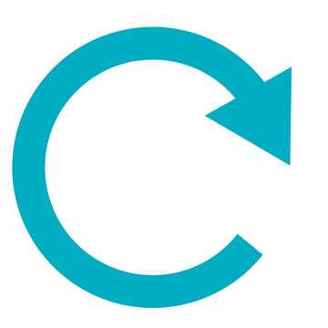 Cyan, Aqua Clockwise circular arrow icon isolated on transparent background, refresh or reload symbol PNG