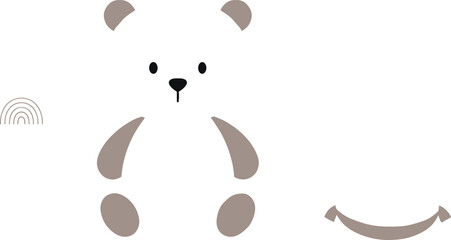 Fototapeta premium Minimal teddy bear elements set flat vector illustration simple cartoon parts for character creation eyes nose ears paws and shapes design