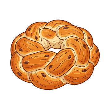 Traditional round challah bread illustration with a warm and inviting appearance
