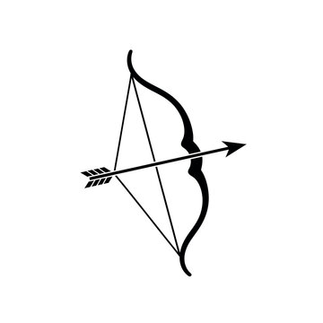 Bow and arrow simple black icon illustration.