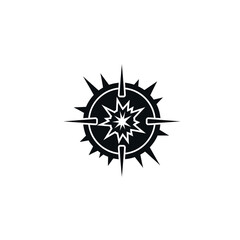 Fototapeta premium Explosion compass icon in black and white.