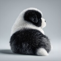 Fototapeta premium Side View of a Fluffy 3D Kawaii Puppy Character on Gray Background 