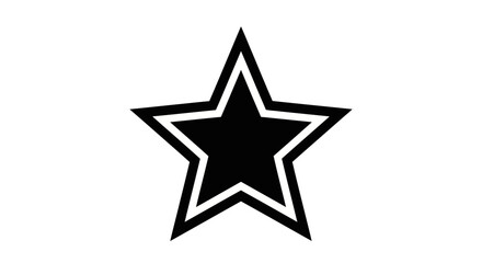 Fototapeta premium Bold black and white star icon isolated on a plain background for design or symbolic usage.