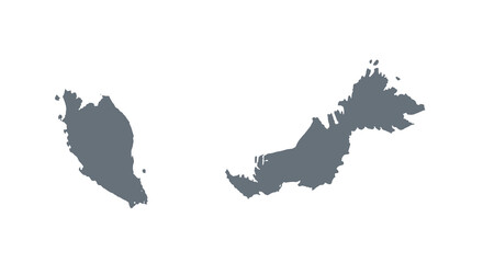 Fototapeta premium A minimalist dark gray silhouette map depicting the countries of malaysia and brunei high quality professional