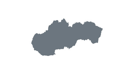 Fototapeta premium A dark gray silhouette depicts the geographical shape of slovakia against a white background high quality