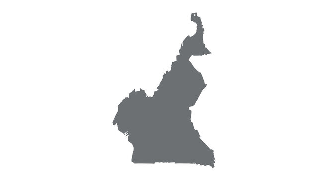A stark black silhouette depicting the geographical outline of the country of cameroon high quality professional