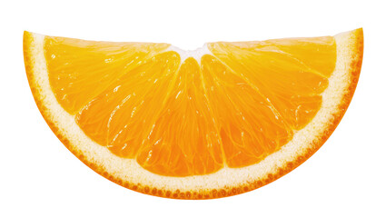 Vibrant and juicy fresh ripe orange slice with visible pulp and segments, healthy citrus fruit