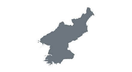 Fototapeta premium A dark gray silhouette depicts the geographical shape of north korea on white high quality professional